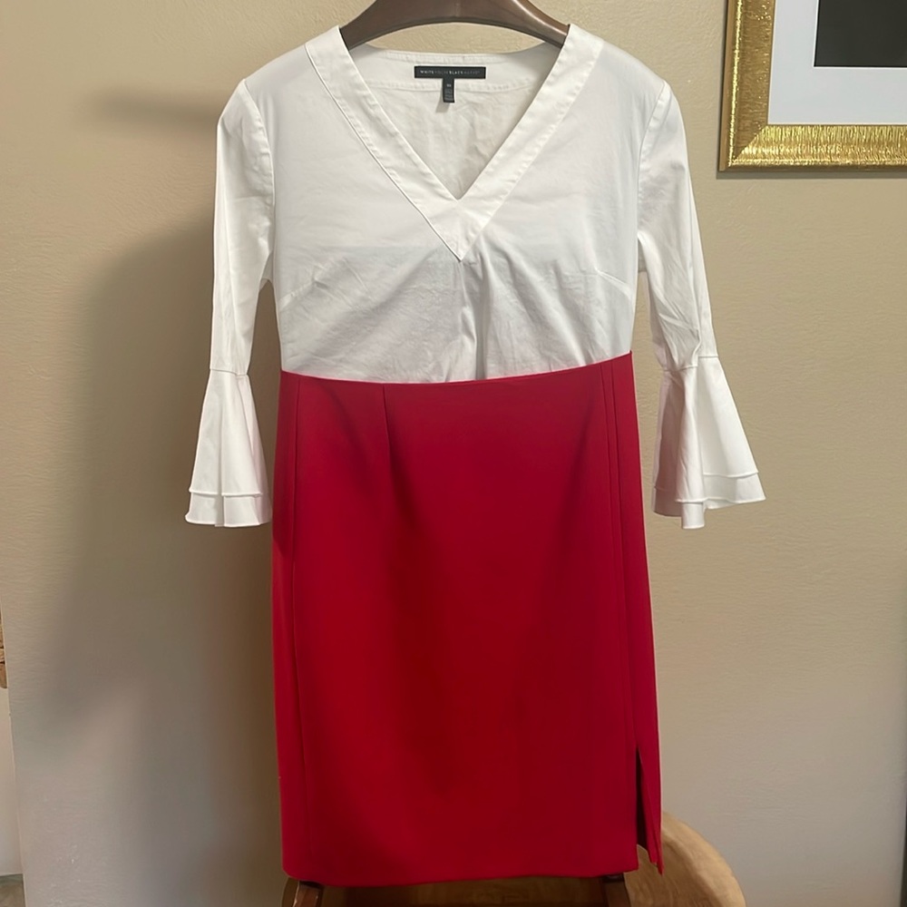 White House Black Market white 3/4 bell sleeve blouse